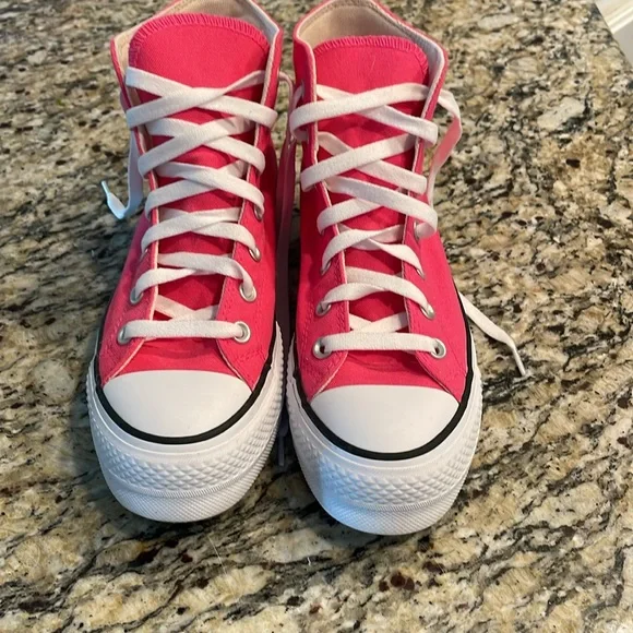 🩷Pink Platform High top Converse 8.5Like new condition. All star Lift. - Picture 3 of 8